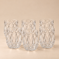 Set 6 Bicchieri Acqua Diamante in Vetro Trasparente Lavorato con Decoro Sfaccettato – Ø 8 x H 10 cm