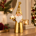 Babbo Natale Dorato Portacandela con Cappello a Punta e Stella – Collezione Portiamo la Luce! 12x8x30 cm