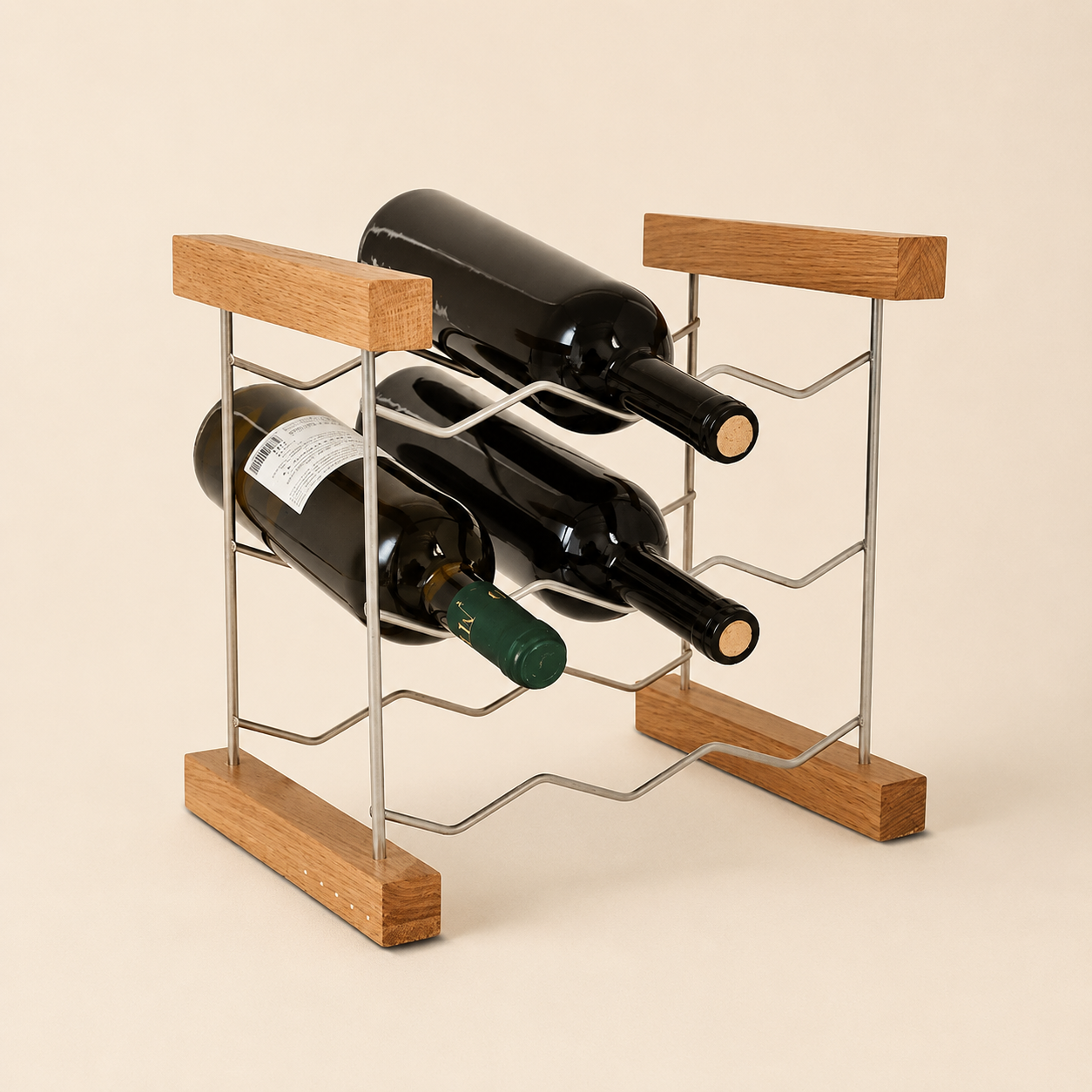 Cantinetta Portabottiglie Ripiegabile in Legno di Quercia – 9 Posti