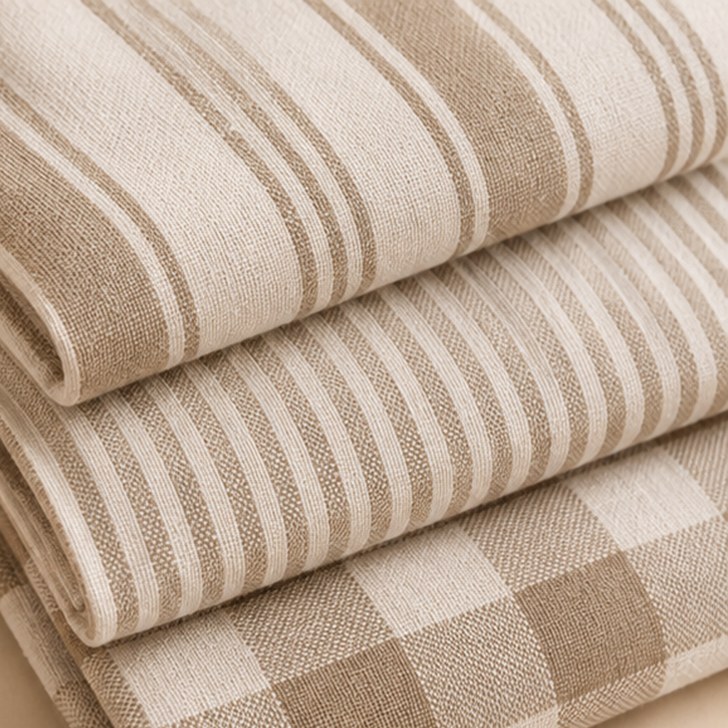 Set 3 Canovacci da Cucina Beige in Cotone 50 x 70 cm