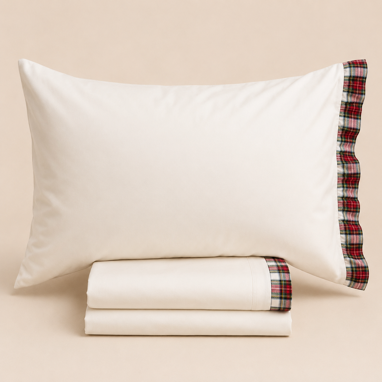 Completo letto 2 piazze Tartan avorio