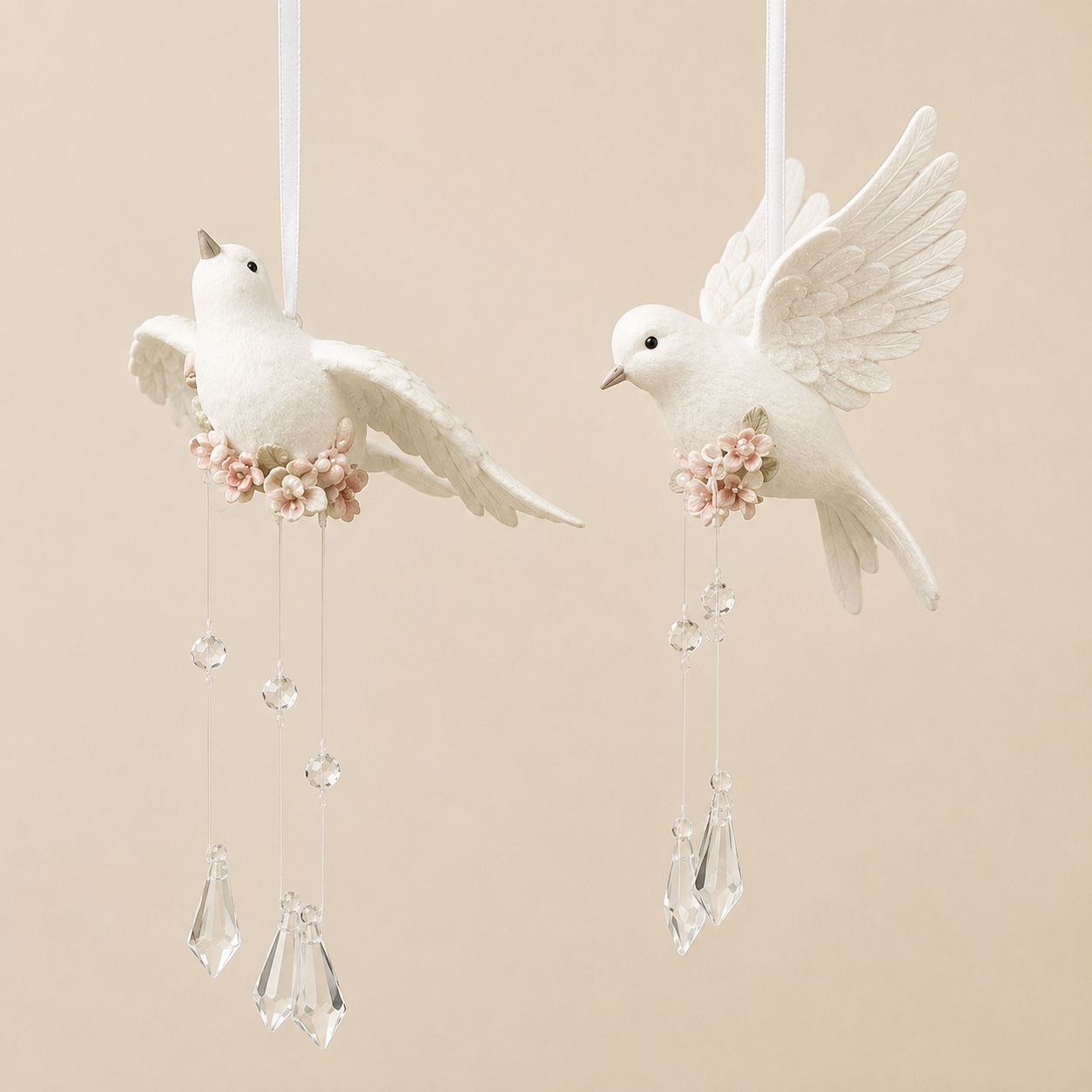 Decoro Colomba con Swarovski da Appendere – 13 cm