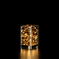 Teca Natalizia Luminosa EDG in Vetro con 40 LED a Luce Calda – Parallelepipedo Decorativo 12 x 12 x H 18 cm