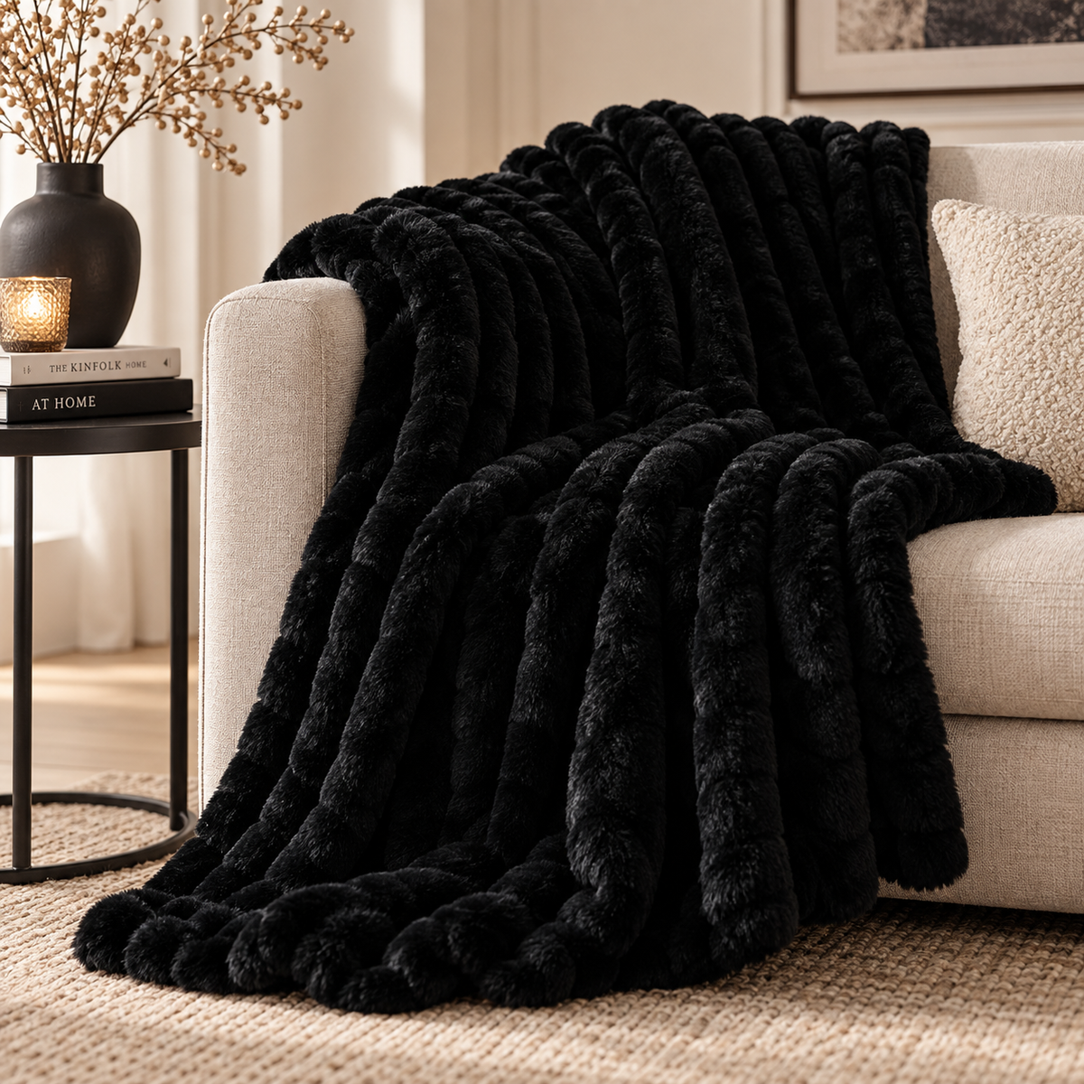 Plaid Corduroy Nero 180 x 130 cm