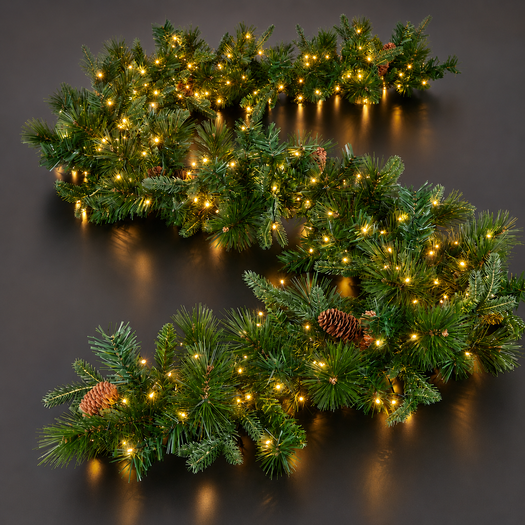 Festone EDG con pigne con 300 LED 280cm