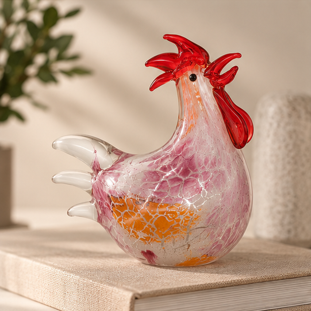 Fermacarte Gallina Decorativa in Vetro 15 x 14 x 9,5 cm