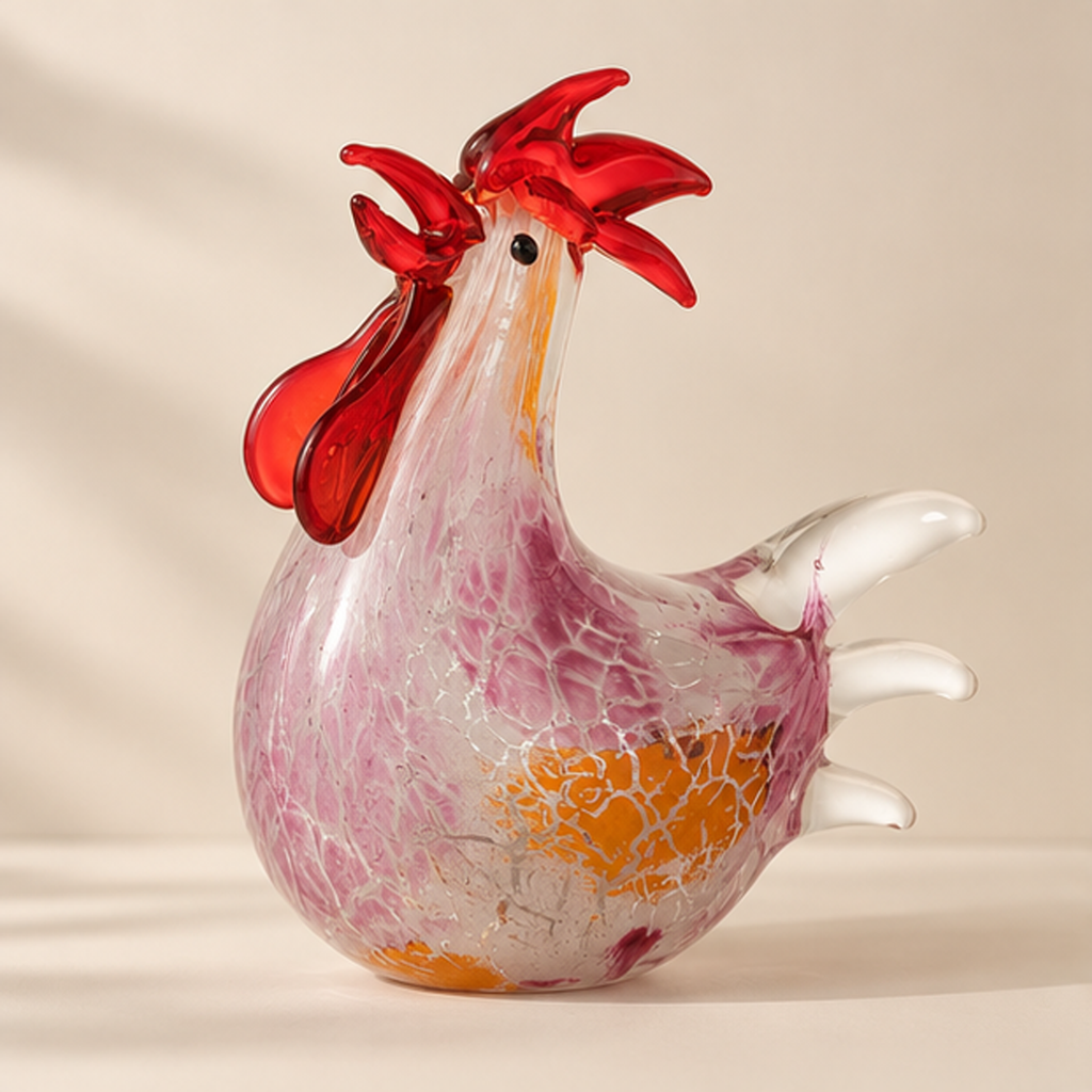 Fermacarte Gallina Decorativa in Vetro 15 x 14 x 9,5 cm