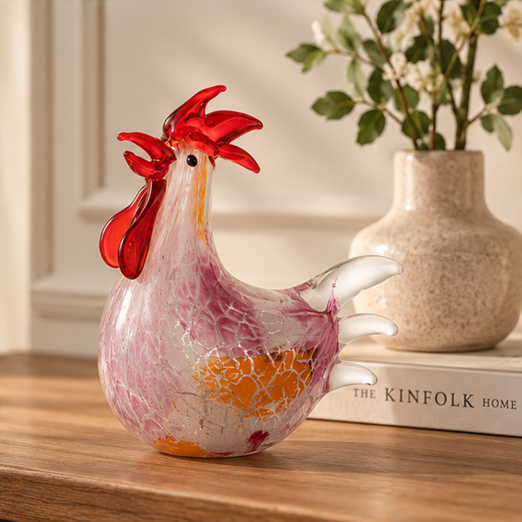 Fermacarte Gallina Decorativa in Vetro 15 x 14 x 9,5 cm