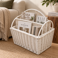 Portariviste Organizer in Vimini Bianco con Manici 46 x 33 x H44 cm (Seconda Scelta)