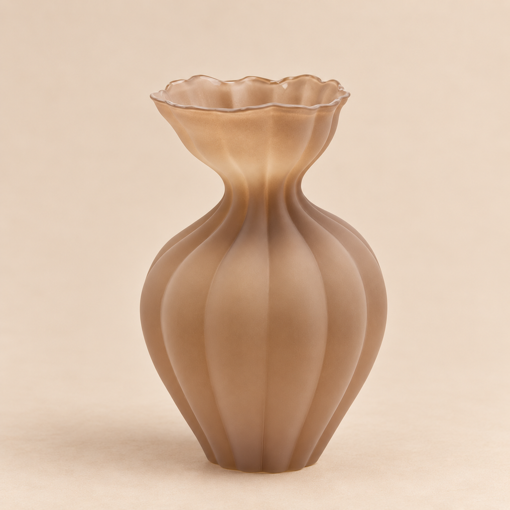 Vaso Design EDG Flow in Vetro Opaco Marrone Chiaro Ø 19,5 x H 30,5 cm