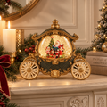 Carillon Natalizio Carrozza con Babbo Natale ed Elfi, Luci LED e Musica 26 x 11 x H20 cm