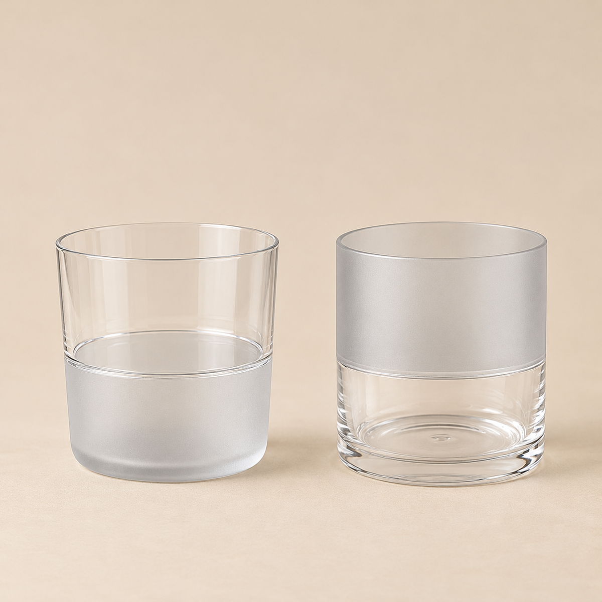 Set 6 Bicchieri Acqua Lounge in Acrilico Trasparente e Bianco Satinato Bicolore