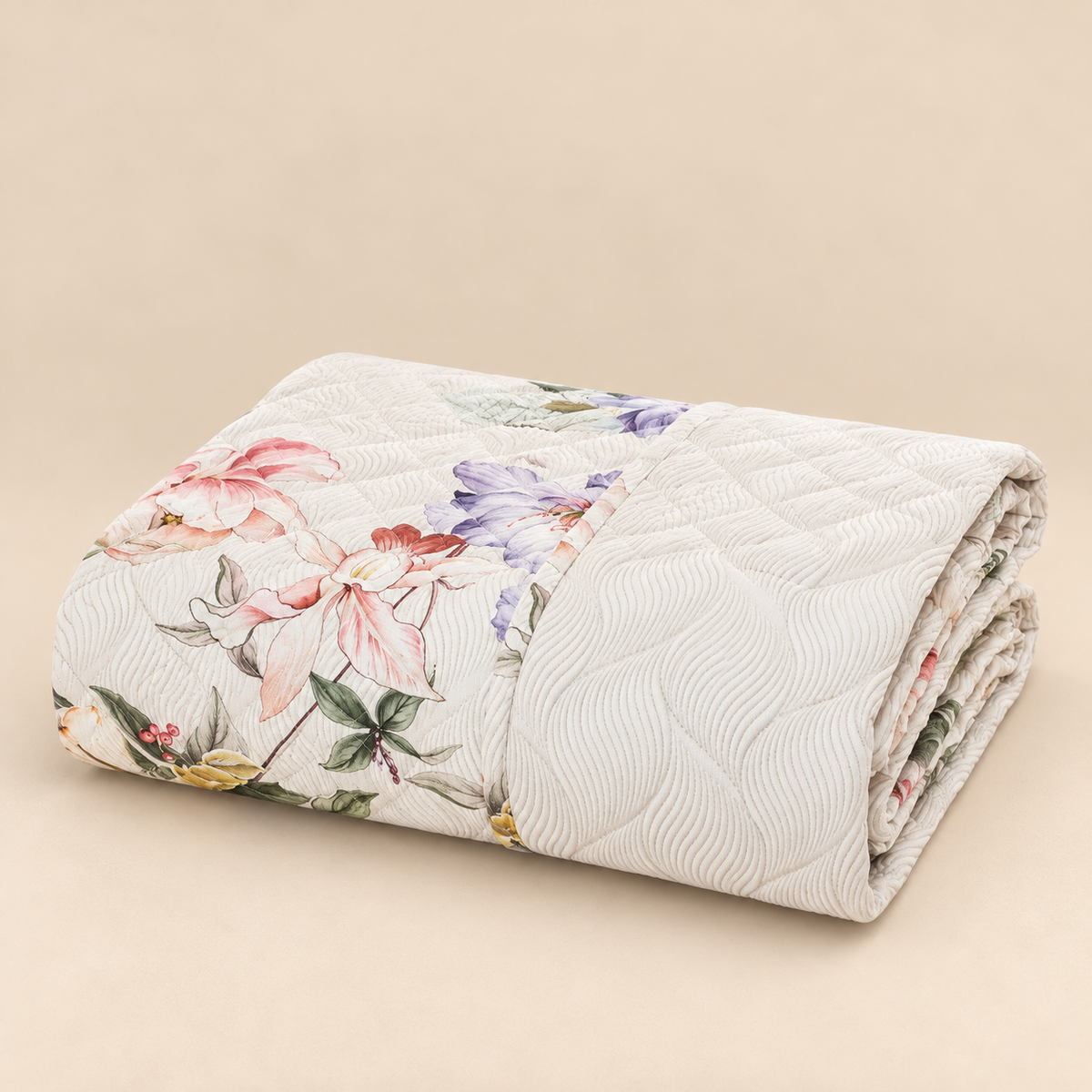 Trapunta Leggera Matrimoniale Medea Double-Face in Percalle di Cotone 200 T.C. con Fantasia Floreale Rosa e Lilla – Tessitura Randi