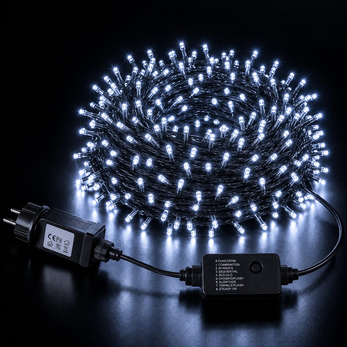 Catena Luminosa MiniLED Snake 1200 LED Bianco Freddo 24 m con Memory Controller – Interno ed Esterno
