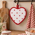 Presina da Cucina a Cuore Bianca con Cuori Rossi 20 x 20 cm