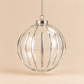 Sfera di Natale in Vetro Trasparente con Righe Verticali Argentate – Ø 12 cm