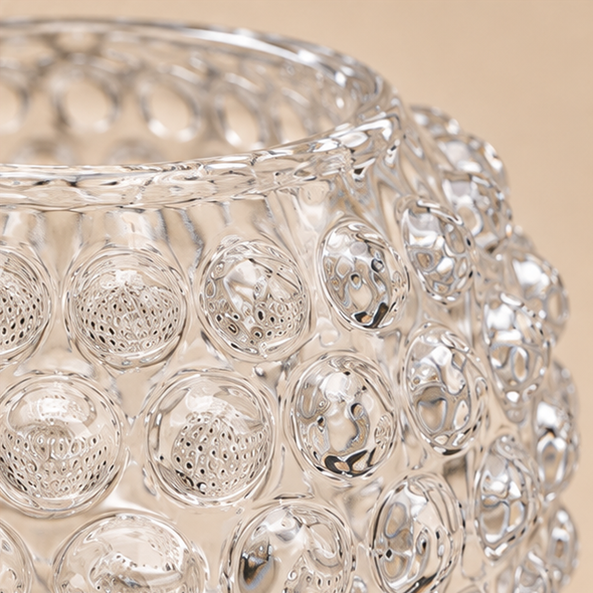 Portacandela Sfera a Bolle in Vetro Trasparente Ø12 cm