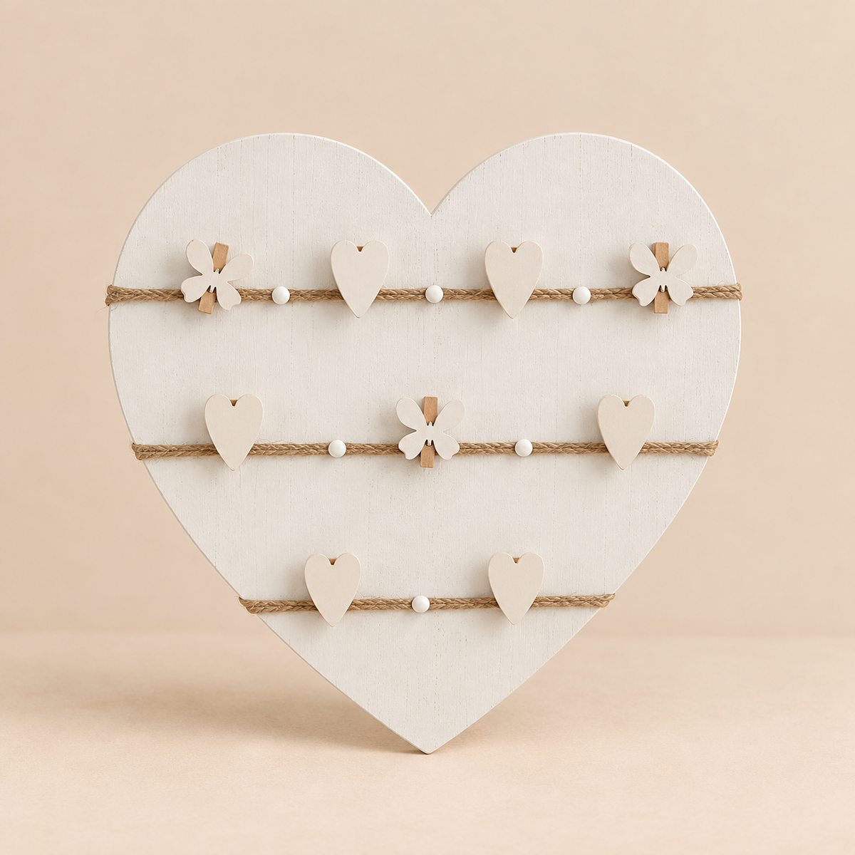 Portafoto Multiplo Cuore in Legno Bianco 33 x 34 cm