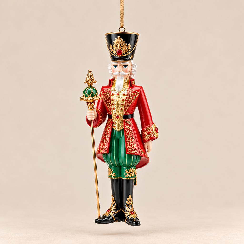 Pendente Natalizio Soldatino Schiaccianoci EDG Rosso e Verde con Cappello Nero e Scet 16,5 cm