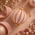 Sfera di Natale EDG Rosa Cipria Effetto Velluto con Strass e Dettagli Dorati – Ø 10 cm
