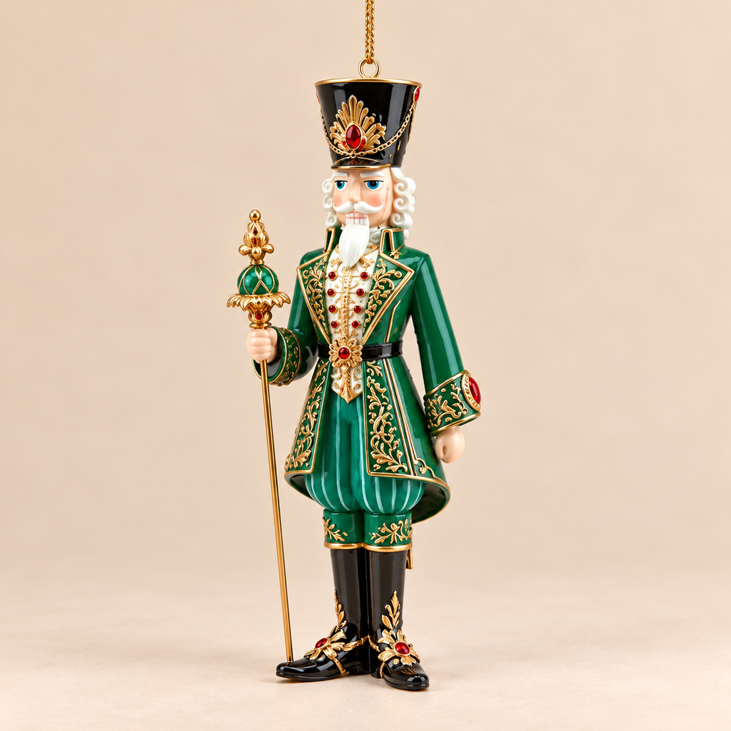 Pendente Natalizio Soldatino Schiaccianoci EDG con Cappello Nero e Scettro  16,5 cm