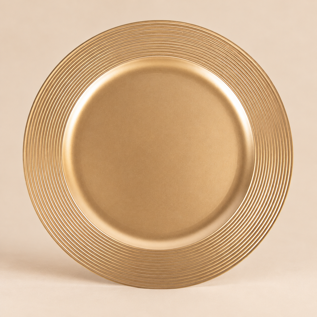 Sottopiatto Decorativo Rotondo Oro con Bordo Rigato Ø33 cm
