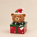 Biscottiera Natalizia Orso su Pacco Regalo in Ceramica 24 x 16,5 cm - EDG