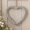 Ghirlanda Decorativa a Cuore Bianco Sbiancato 30 x 30 cm