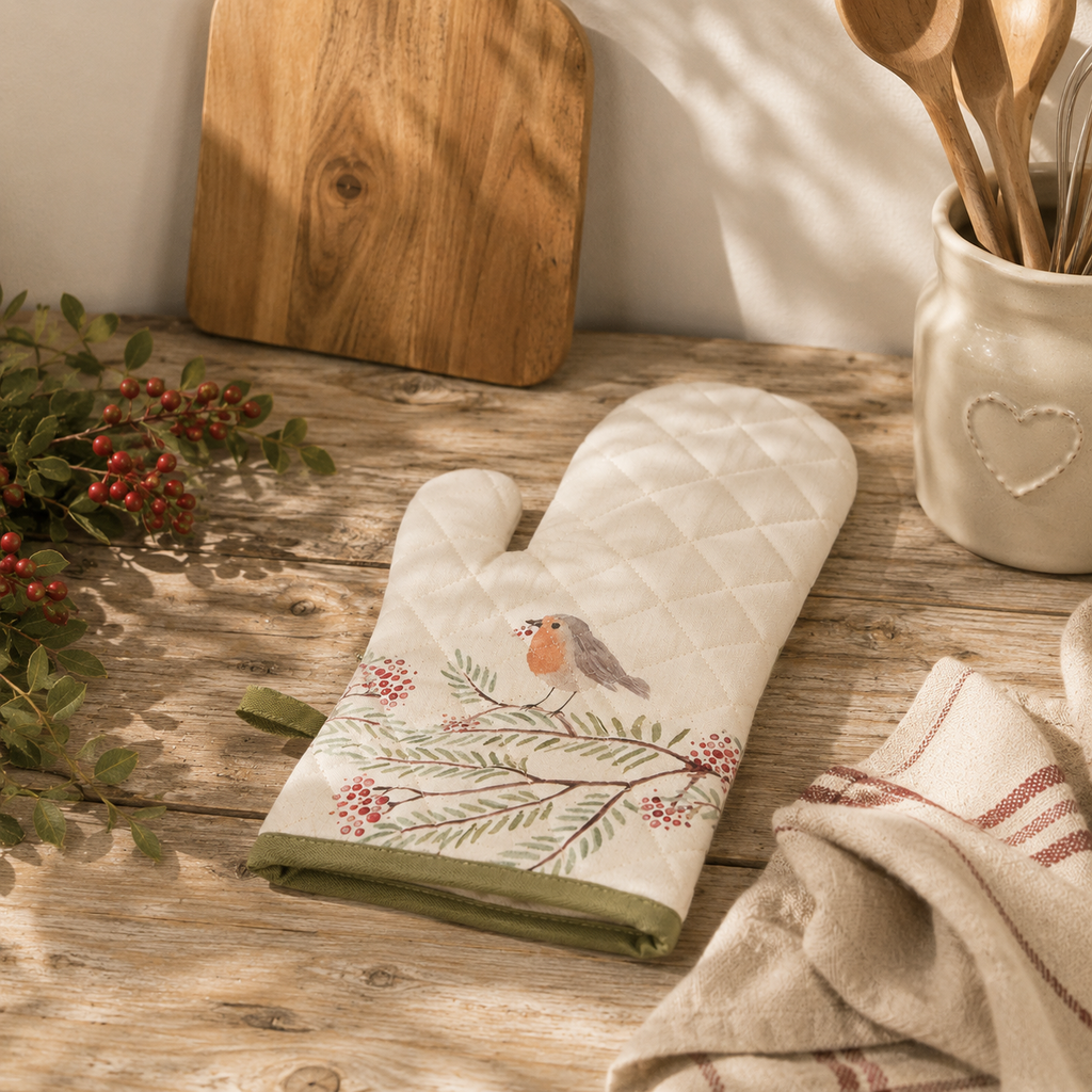 Guantone da Cucina Pettirosso in Cotone – 18 x 30 cm