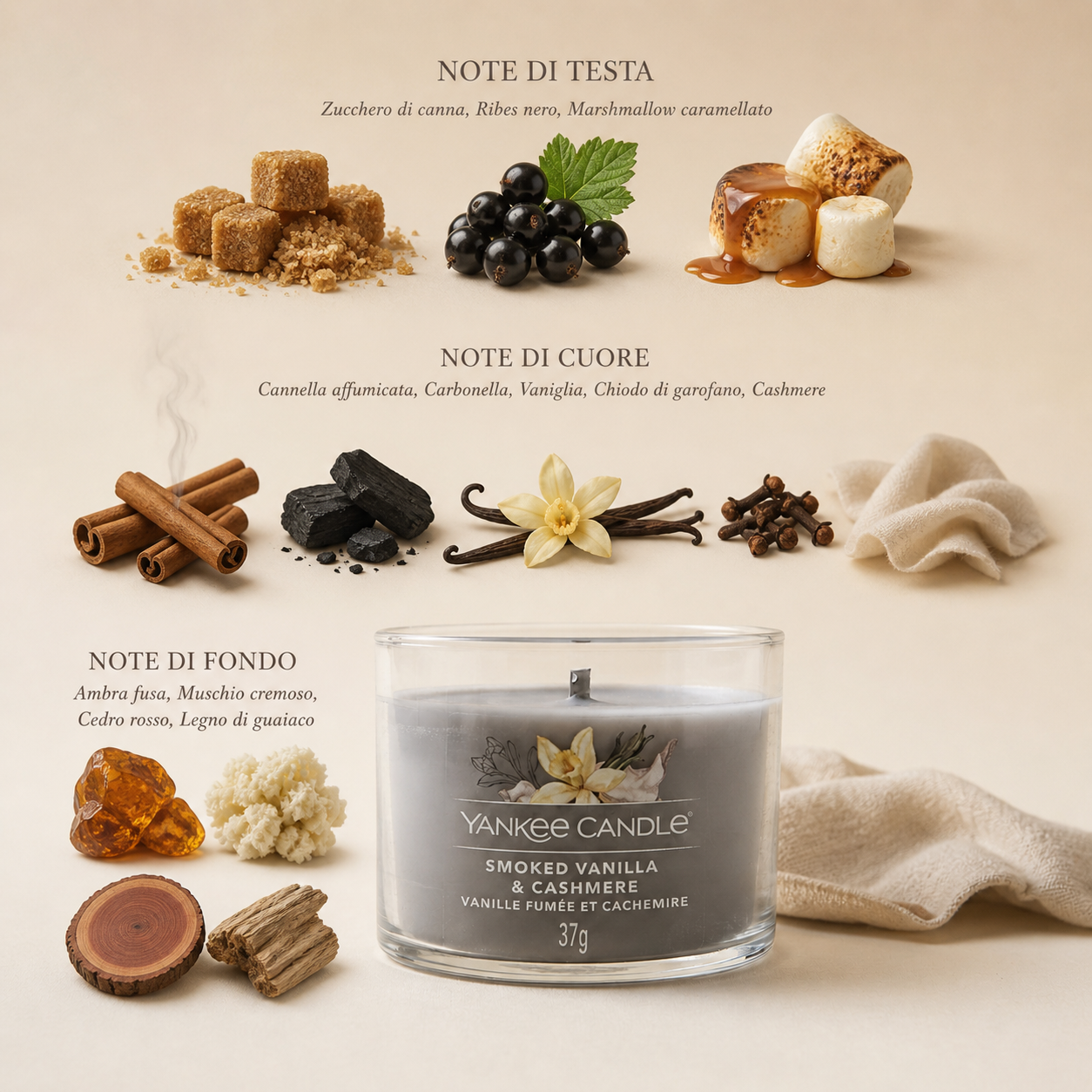 Yankee Candle candela mini Smoked Vanilla & Cashmere