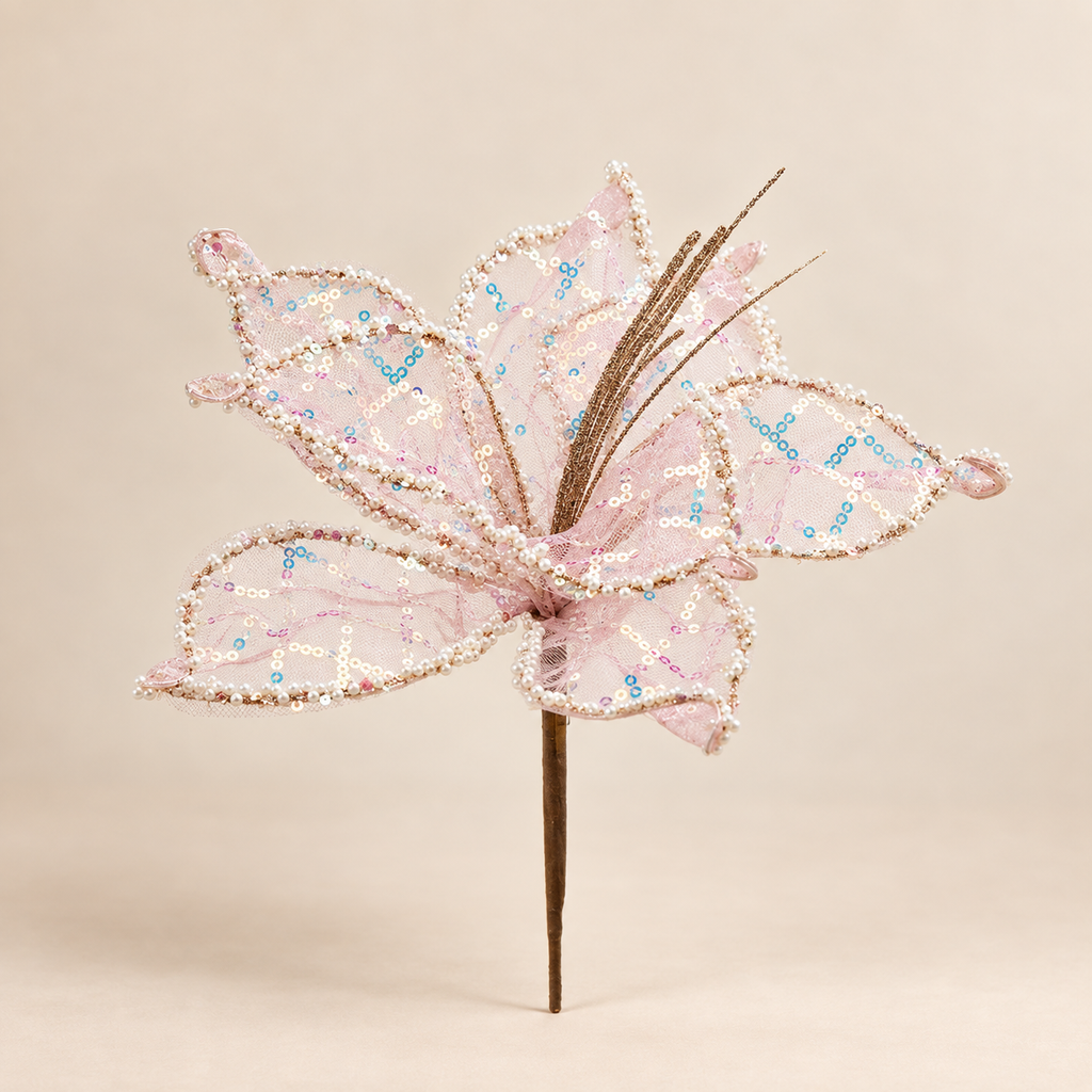 Giglio Decorativo Glitter Rosa Ø 22 cm