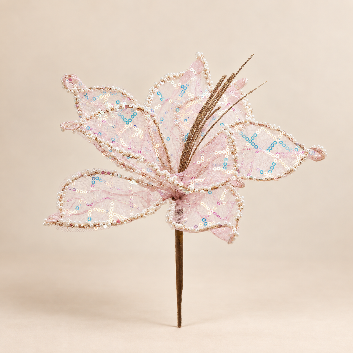 Giglio Decorativo Glitter Rosa Ø 22 cm