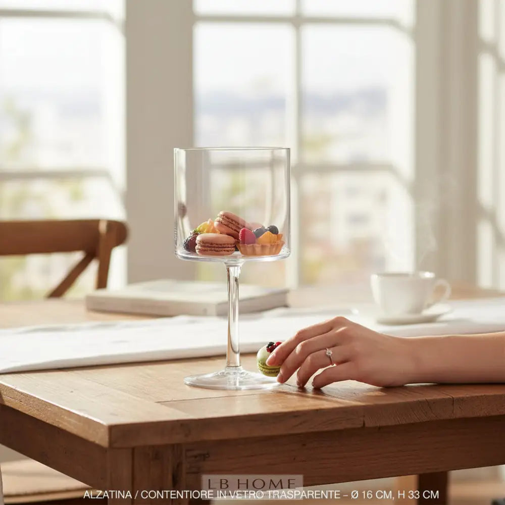 Alzatina contenitore in vetro Portacandela