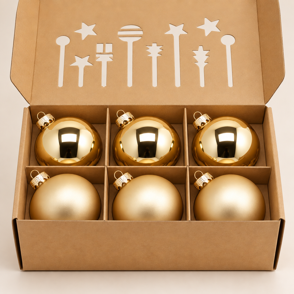 Set 6 Palline di Natale Oro in Vetro Ø 8 cm