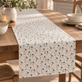 Runner da Tavola Angelica Lovely in Cotone con Fantasia a Piccoli Cuori Blu Polvere e Grigio – 50x120 cm