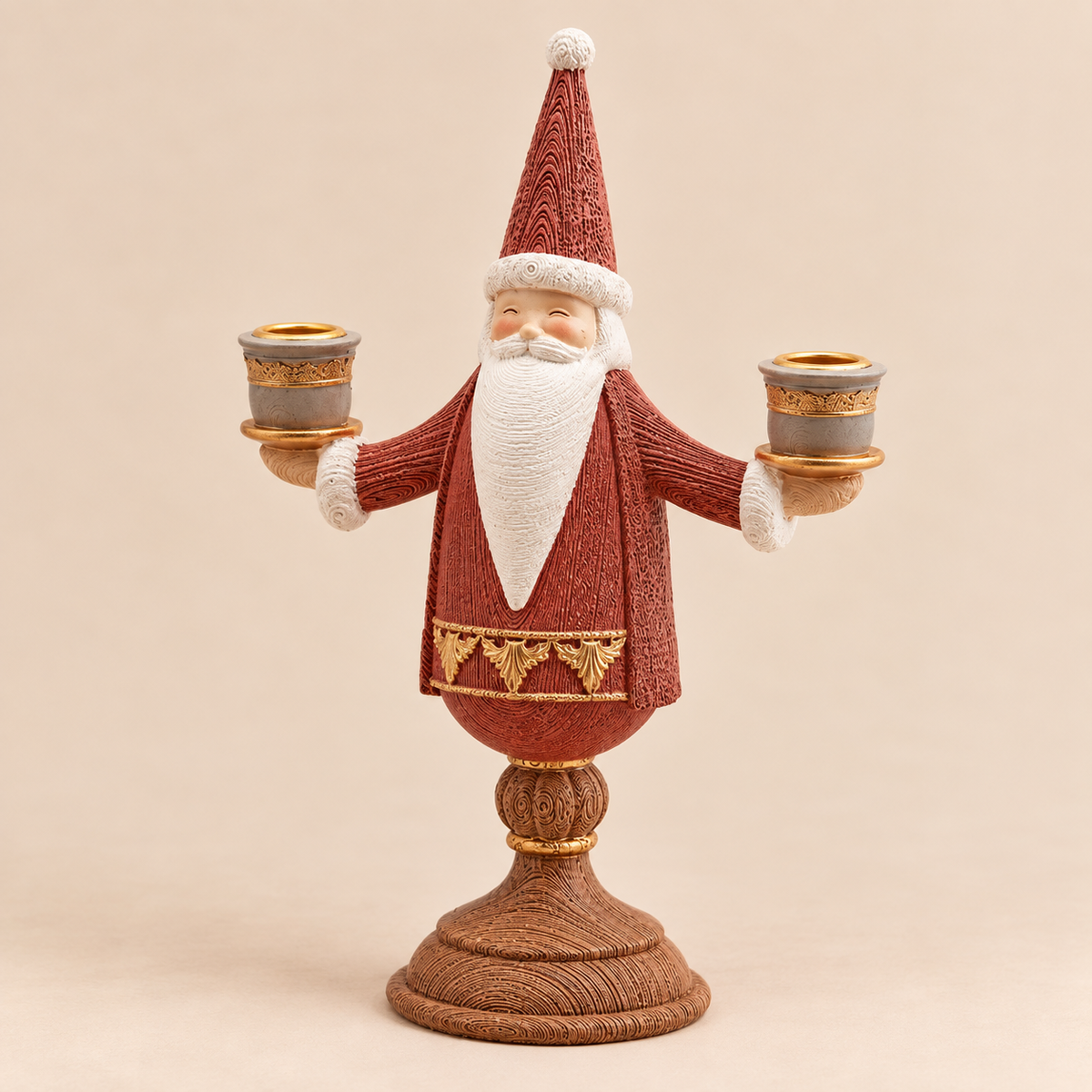 Portacandela Babbo Natale Doppio in Resina 31,5 x 21 x 11 cm
