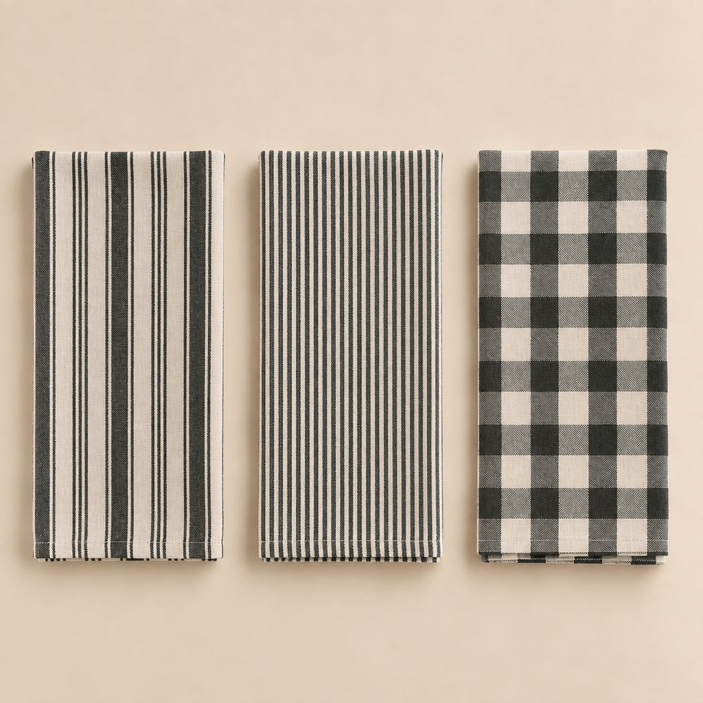 Set 3 Canovacci da Cucina Verdi in Cotone 50 x 70 cm