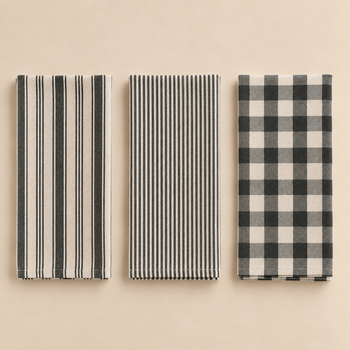Set 3 Canovacci da Cucina Verdi in Cotone 50 x 70 cm