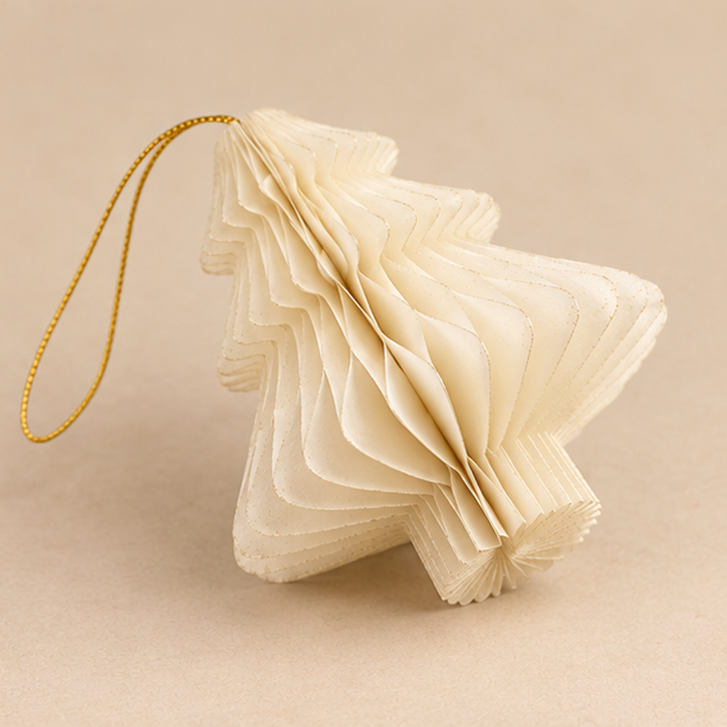 Albero di Natale in Carta Avorio da Appendere H 22 x Ø 18 cm - EDG