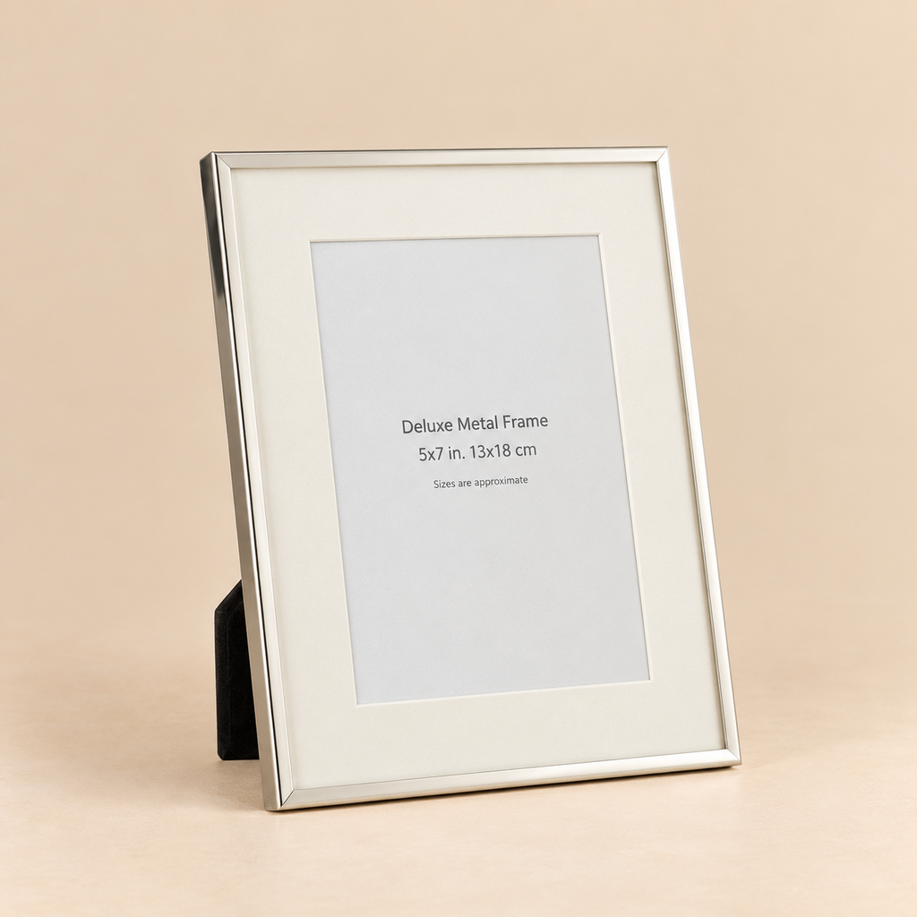 Portafoto Passe-Partout Bordo Fine Medium in Metallo Argento – Foto 13 x 18 cm