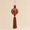 Decorazione Natalizia Sfera con Nappina Rossa, Verde e Oro 28cm