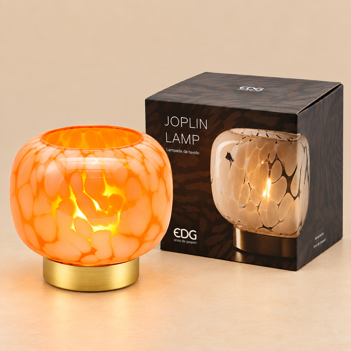Lampada da Tavolo Joplin EDG in Vetro Ambrato H 14 cm