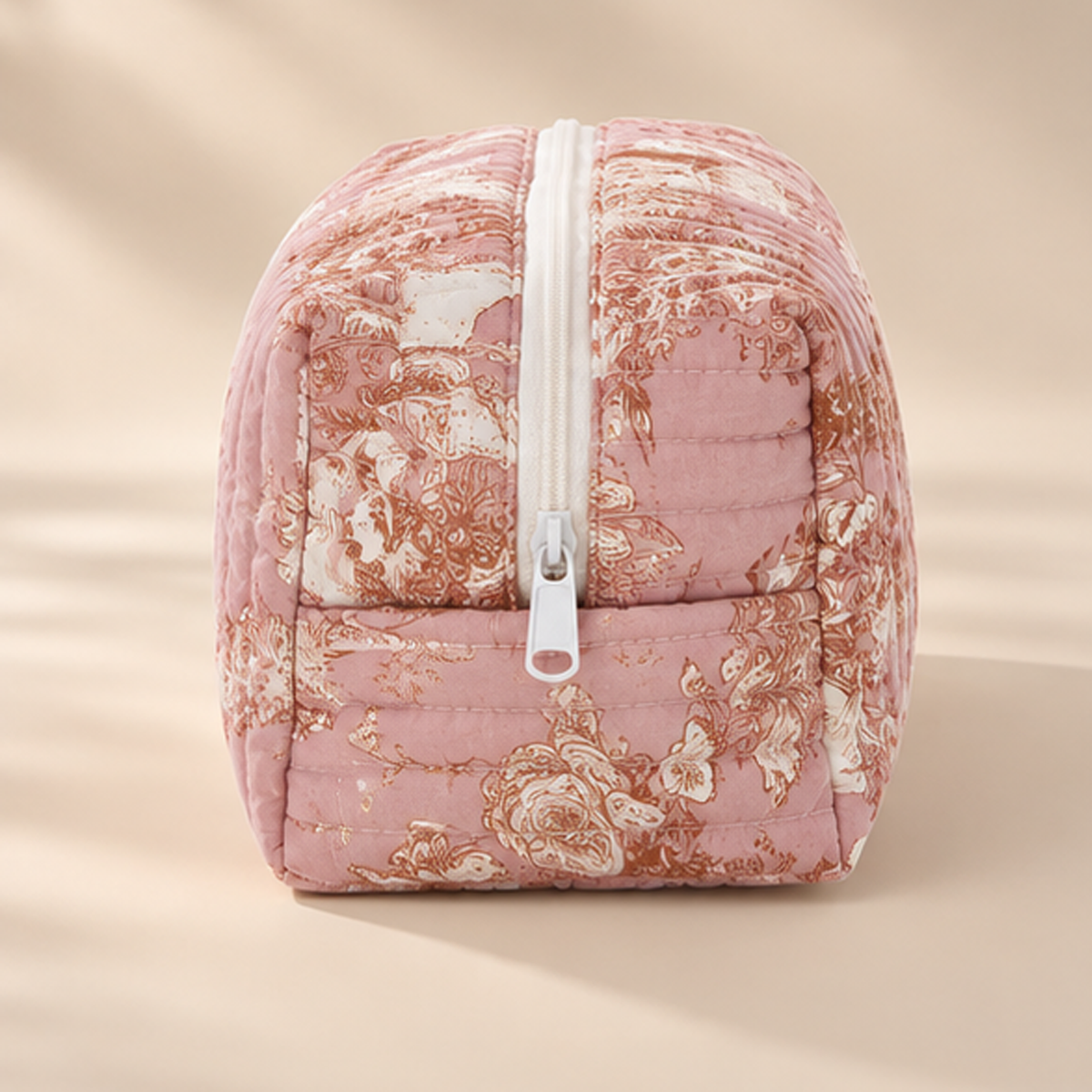 Pochette Toile du Borgo Rosa in 100% Cotone Trapuntato con Chiusura Zip