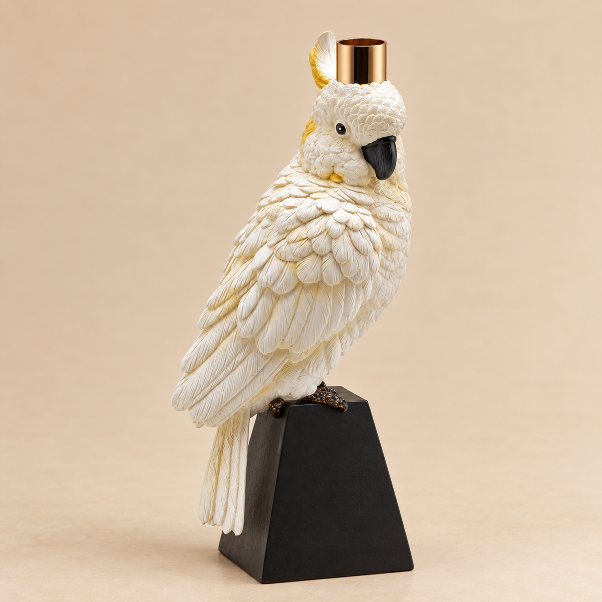 Portacandela Cacatua Bianco in Resina H27 cm - EDG