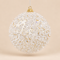 Sfera di Natale Bianca e Oro Effetto Ghiaccio Ø 13 cm