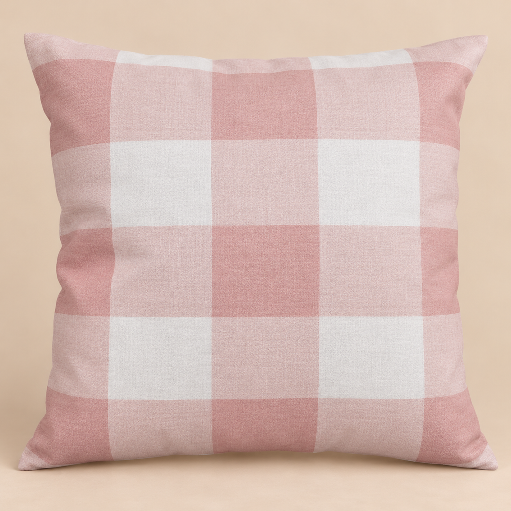 Federa Cuscino Double Face Quadri Rosa e Cervo 45 x 45 cm