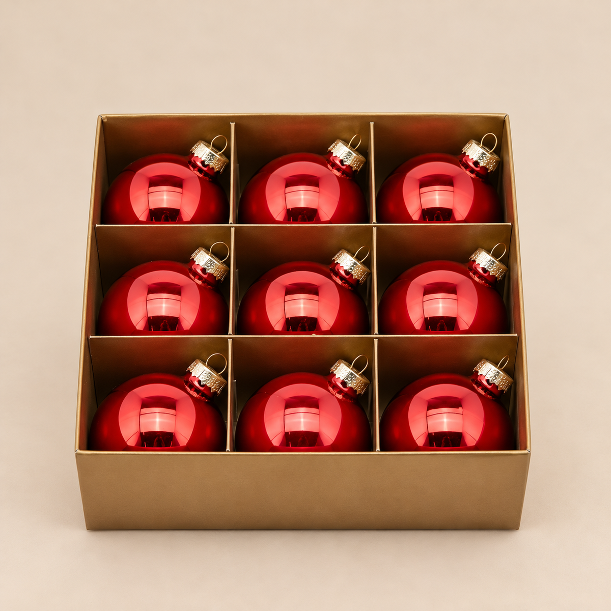 Set 9 Sfere di Natale in Vetro Rosso Lucido e Opaco Ø 6 cm