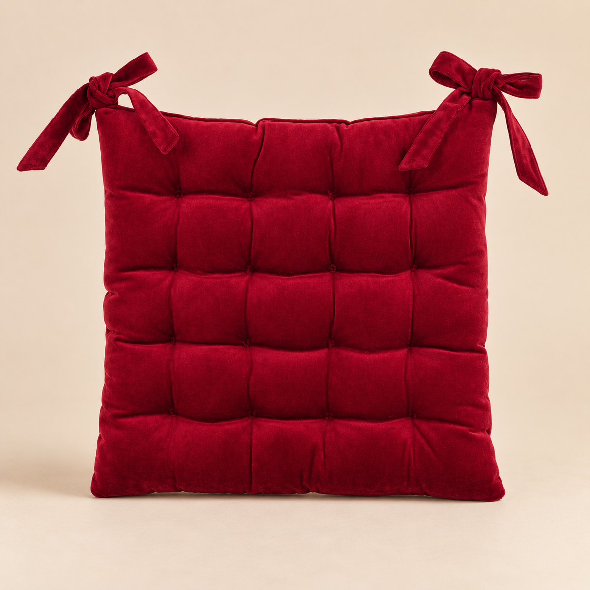 Cuscino Sedia Rosso in Velluto Trapuntato 40 x 40 cm