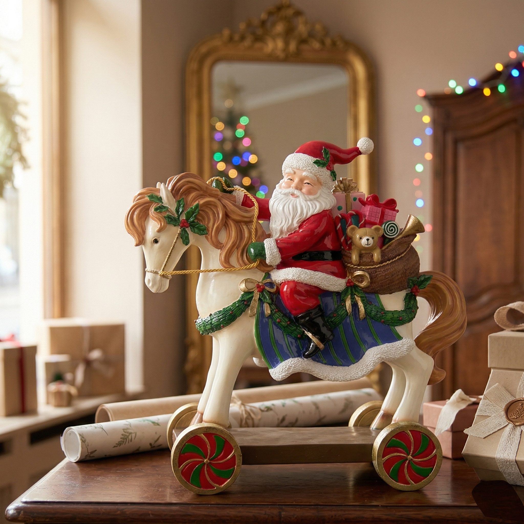 Decoro Babbo Natale con cavallo