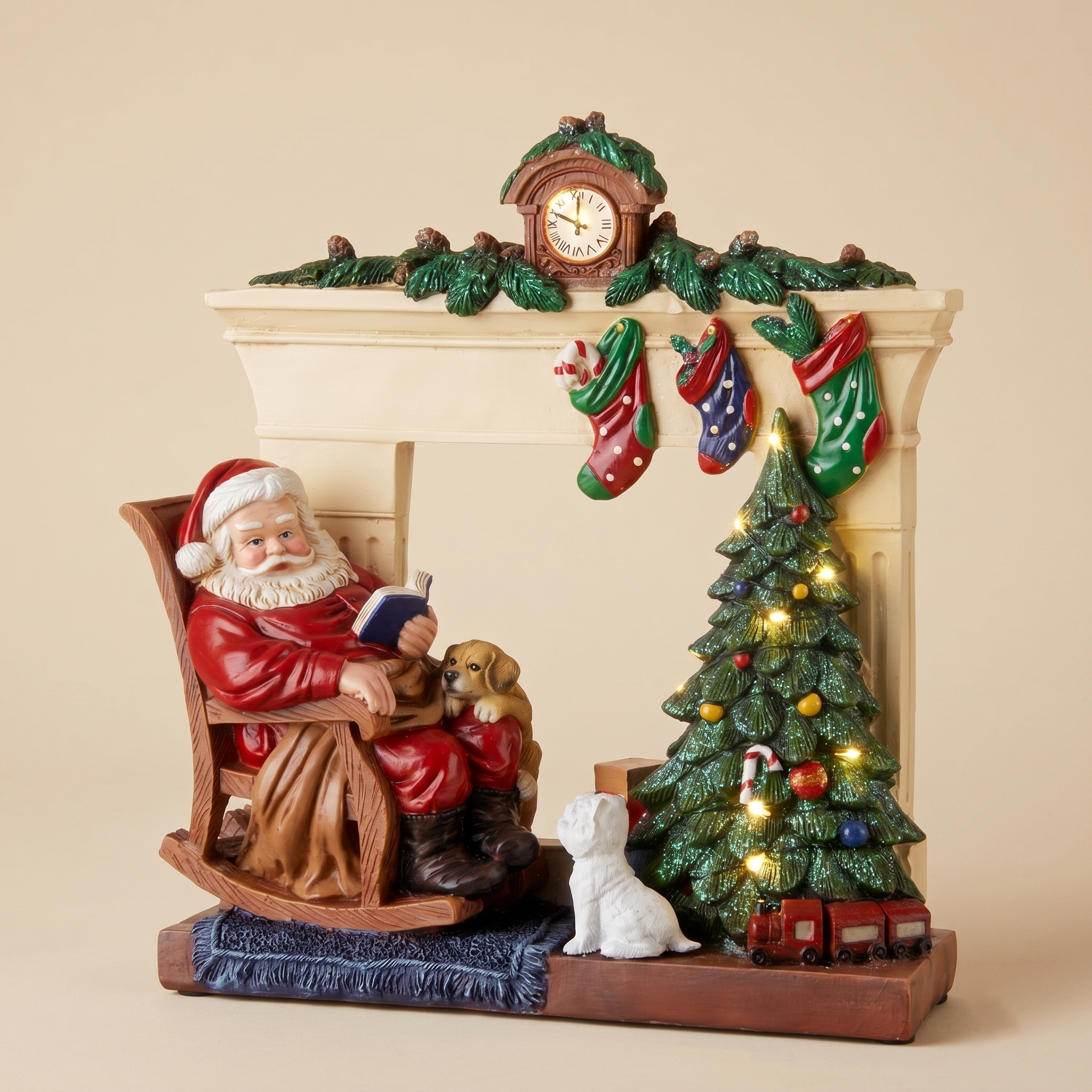 Babbo Natale con led Happy Santa camino